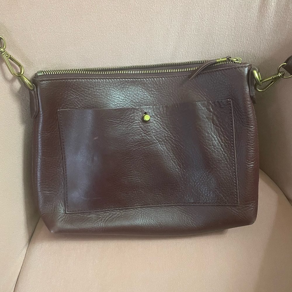 Madewell Transport Brown Leather Crossbody Bag 12”x8”